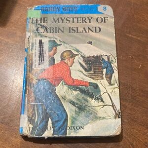 The Mystery of Cabin Island Vintage Hardy Boys Book - Red, Blue, Green